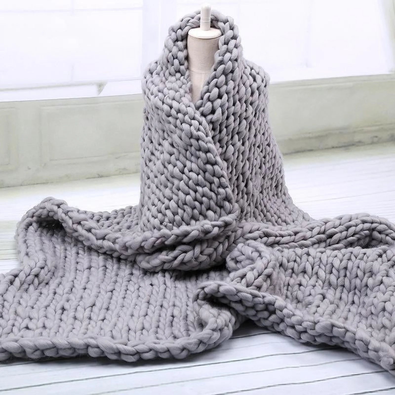 Chunky Knit Blanket - Cozy Chunky Knit Blanket Throw, Knitted Throw Blanket - Chunky Blanket, Crochet Blanket, Cable Knit Throw Blanket Chunky Yarn Blanket Braided Blanket(39"X47")